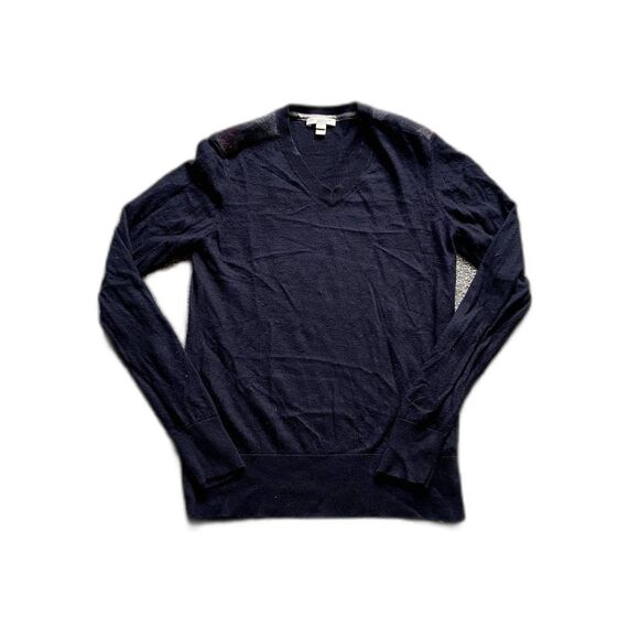BURBERRY BRIT BLACK CHECKERED V NECK CASHMERE SWEATER SZ SMALL - Picture 1 of 8